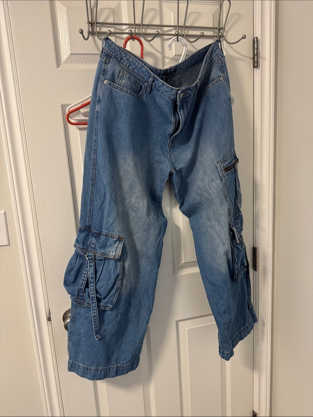 wild fable Blue Wide-Leg Cargo Jeans